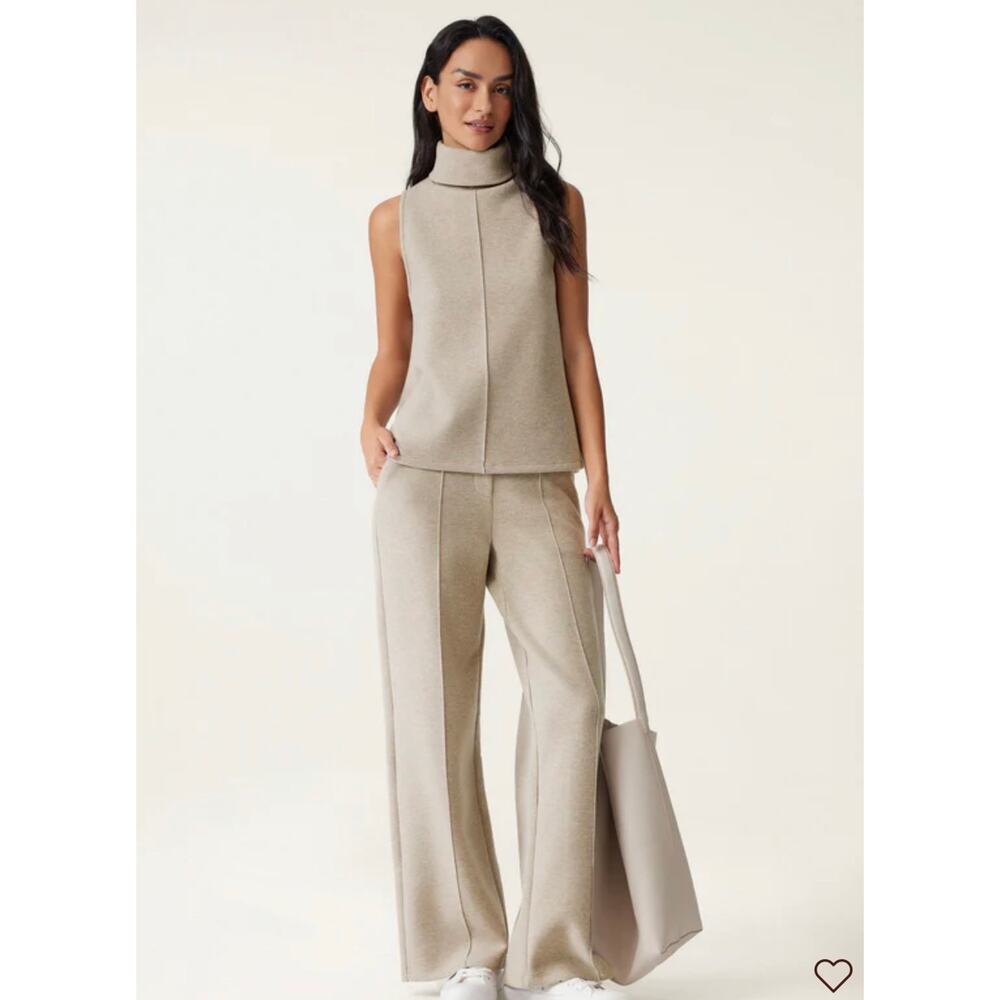New OGL FuzzLuxe 2Pcs Set Split Hem Top & High Waisted Straight Leg Pant Small
